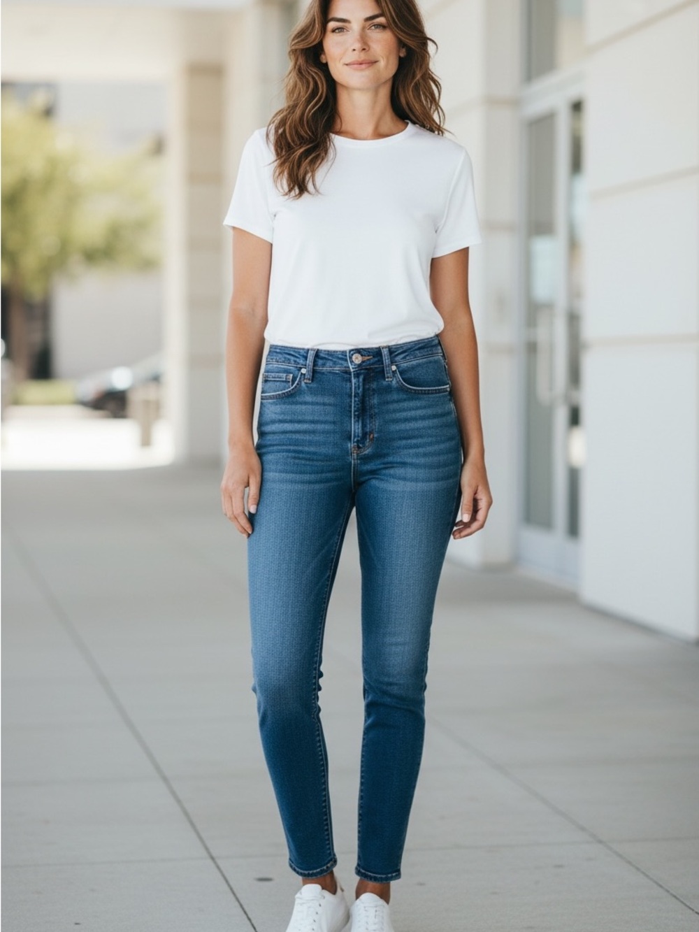 DKNY Delancey High-Rise Skinny Jeans in Medium Blue